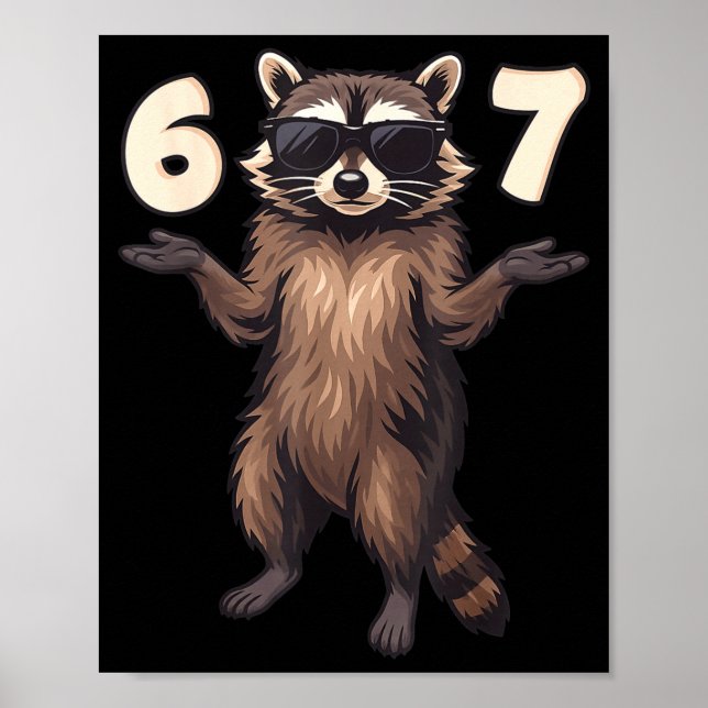 67 Raccoon 6-7 Hands Se Funny Gen Alpha Kids Teens Poster (Front)