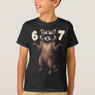 67 Raccoon 6-7 Hands Se Funny Gen Alpha Kids Teens T-Shirt