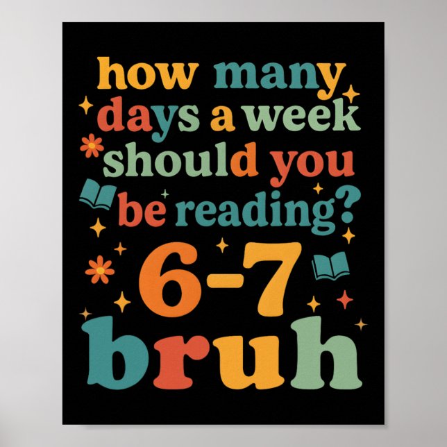 67 Reading Ela Teacher Retro Librarian 6 7 Meme Si Poster (Front)