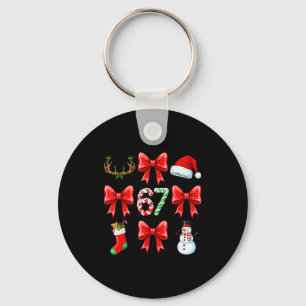 67 Ribbon Christmas Tree Funny Xmas Holiday Six Se Keychain