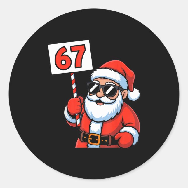 67 Santa Six Seven Christmas  Classic Round Sticker (Front)