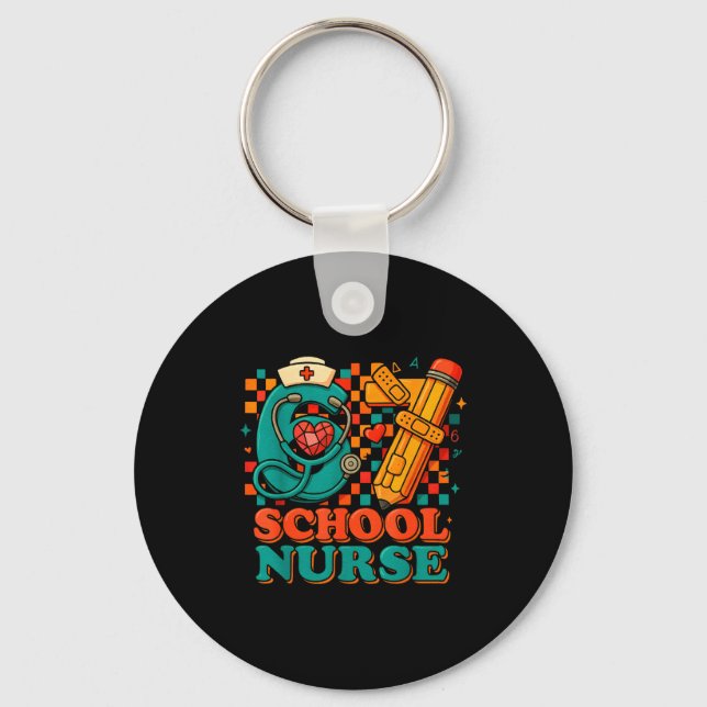 67 School Nurse Days Pencil Heart Funny Medical  Keychain (Front)