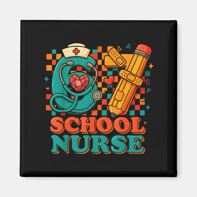 67 School Nurse Days Pencil Heart Funny Medical  Magnet (Front)