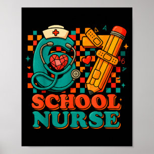 67 School Nurse Days Pencil Heart Funny Medical  Poster