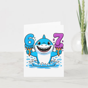 67 Shark Six Seven Ice Cream Drip Funny Gen Alpha Card