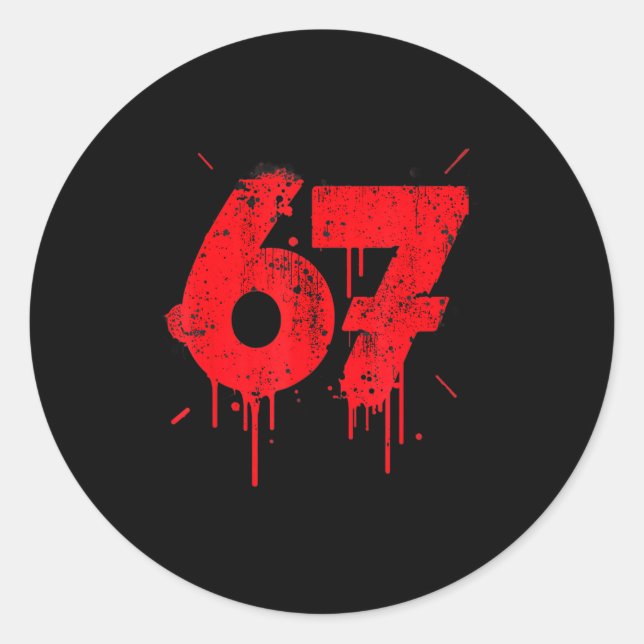 67 Shirt, Funny Shirts 67 Meme Six Seven Men Teen  Classic Round Sticker (Front)