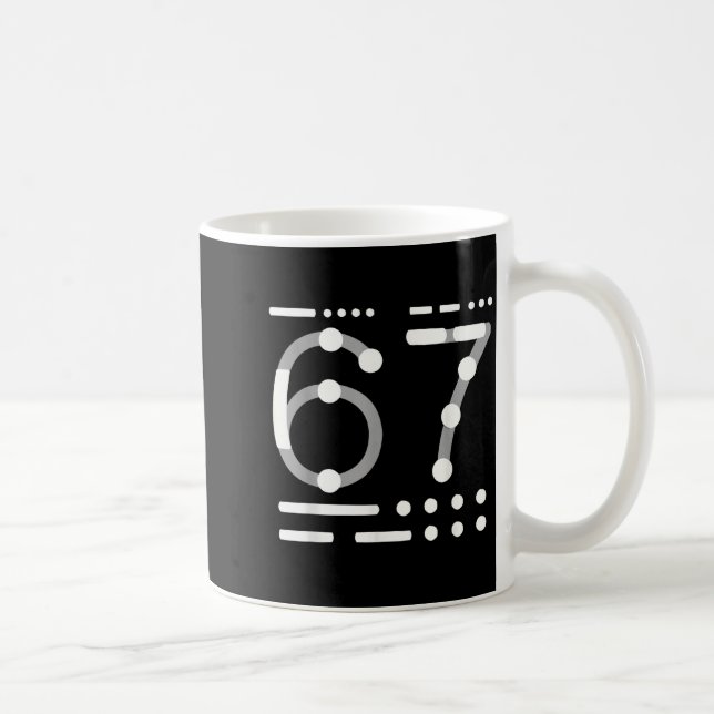 67 Shirt, Morse Code 67 Kid Meme Six Seven Graphic Coffee Mug (Right)
