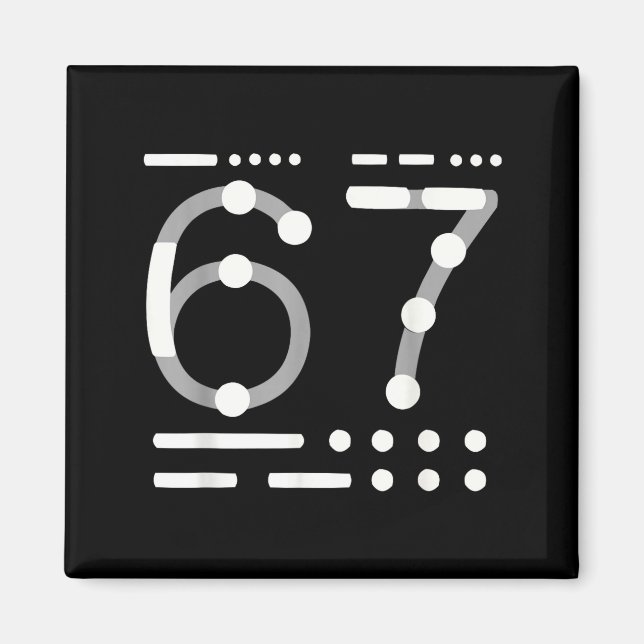 67 Shirt, Morse Code 67 Kid Meme Six Seven Graphic Magnet (Front)