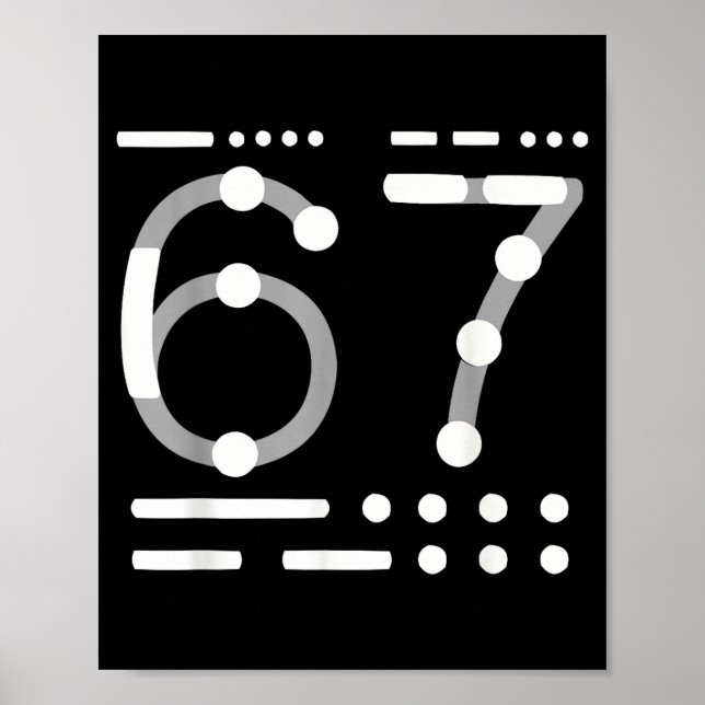 67 Shirt, Morse Code 67 Kid Meme Six Seven Graphic Poster (Front)
