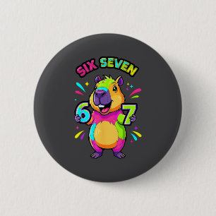 67 Six Capybara Cartoon Seven Team Button