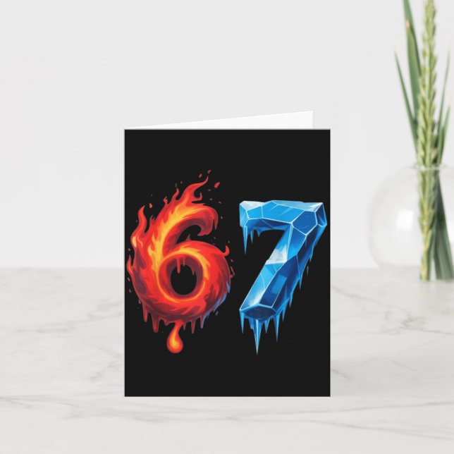 67 Six Seven 6-7 Flaming Ice - Funny Teen Kids Bra Card (Front)