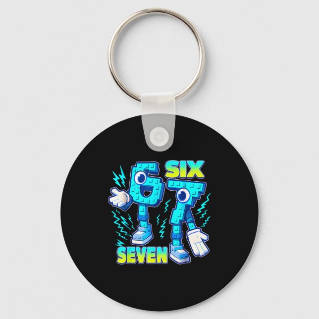 67 Six Seven 6-7 Funny Italian Brainrot Kids Gamin Keychain (Front)