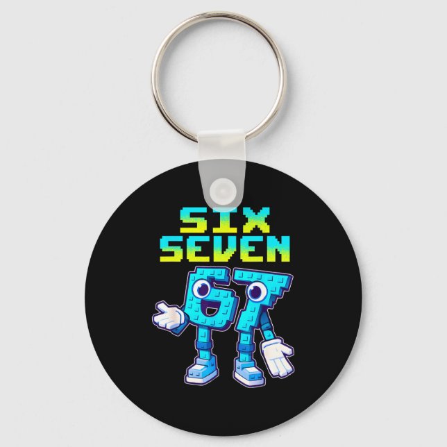 67 Six Seven 6-7 Funny Italian Brainrot Kids Gamin Keychain (Front)