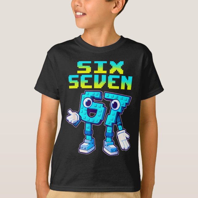67 Six Seven 6-7 Funny Italian Brainrot Kids Gamin T-Shirt (Front)