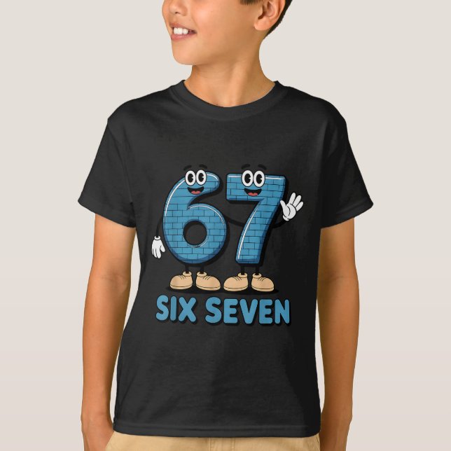 67 Six Seven 6-7 Funny Italian Brainrot Kids Gamin T-Shirt (Front)