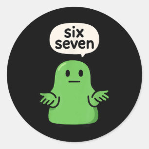 67 Six Seven 6-7 Green Blob Slime - Funny Kids Bra Classic Round Sticker