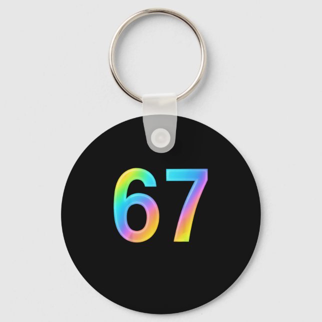 67 Six Seven 6 7 Meme Design Funny 6 7 1  Keychain (Front)