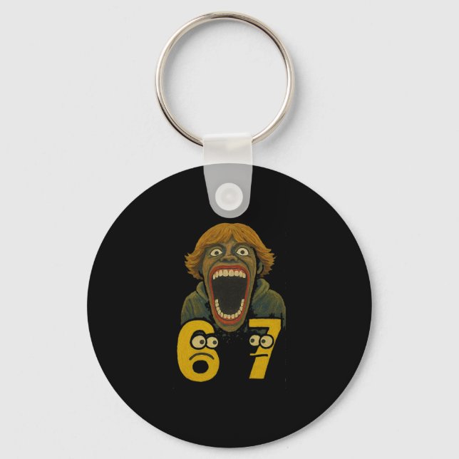 67 Six Seven 6 7 Meme Design Funny 6 7 2  Keychain (Front)