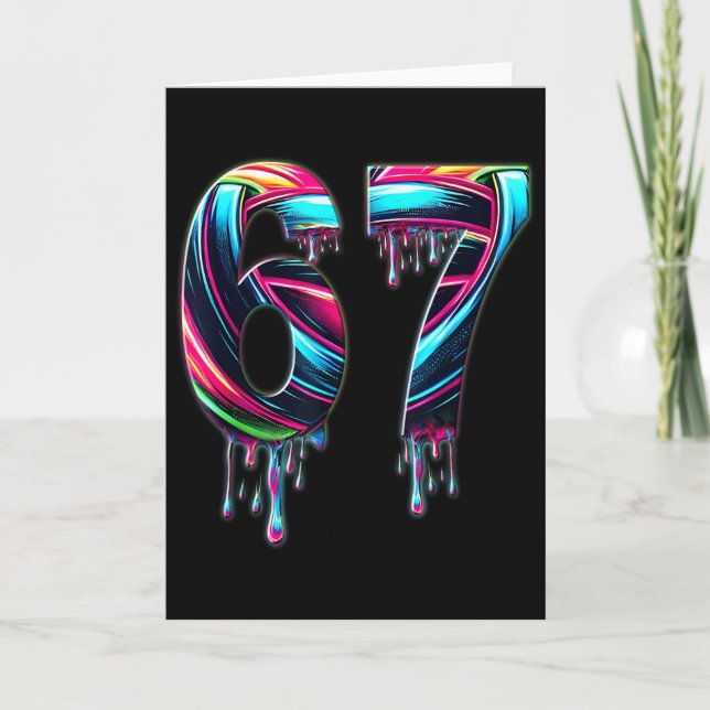 67 Six Seven 6 7 Meme Design Funny 6 7  Card (Front)