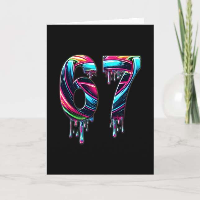 67 Six Seven 6 7 Meme Design Funny 6 7  Card (Front)