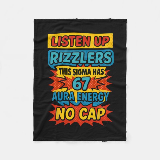 67 Six Seven 6 7 Meme Design Funny 6 7 Sigma Rizzl Fleece Blanket (Front)