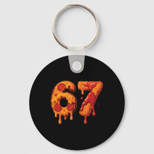 67 Six Seven 6-7 Pizza And Chicken Nugget - Brainr Keychain