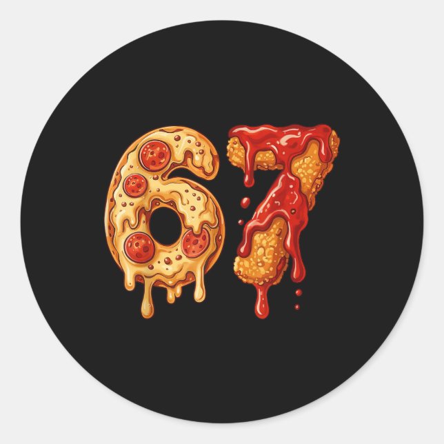 67 Six Seven 6-7 Pizza & Chicken Nugget - Kids Bra Classic Round Sticker (Front)