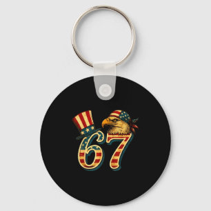 67 six seven american flag eagle 4th of july keychain