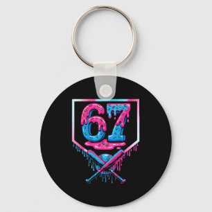 67 Six Seven Baseball Ice Cream Drip Cool Meme 67  Keychain