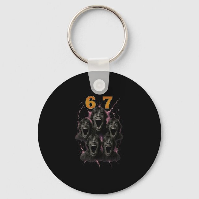 67 Six Seven Bootleg 6 7 Meme Design Funny 6 7 1  Keychain (Front)