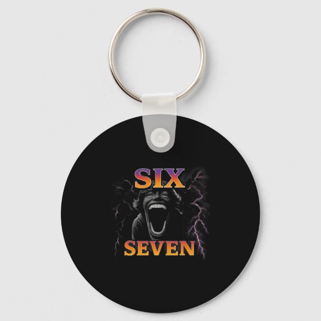 67 Six Seven Bootleg 6 7 Meme Design Funny 6 7  Keychain (Front)