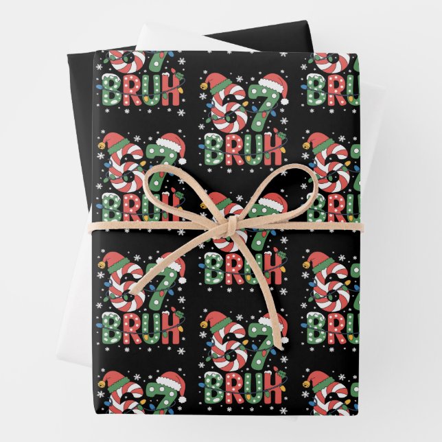 67 Six Seven Bruh Funny Christmas 6 7 Meme  Wrapping Paper Sheets (In situ)