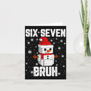 67 Six Seven Bruh Snowman Building Blocks Christma Card