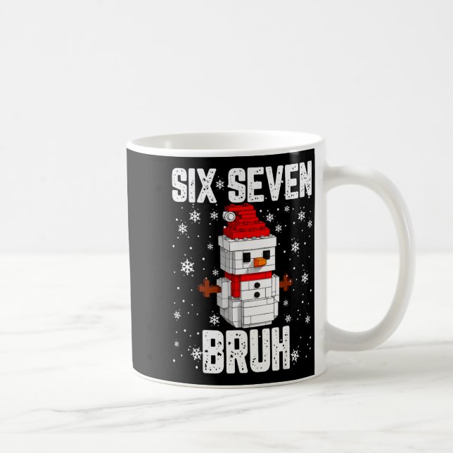 67 Six Seven Bruh Snowman Building Blocks Christma Coffee Mug (Right)