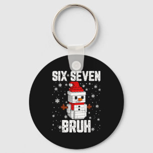 67 Six Seven Bruh Snowman Building Blocks Christma Keychain
