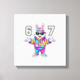 67 Six Seven Bunny Tie Dye Easter Day 67 Meme Men Canvas Print
