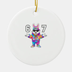 67 Six Seven Bunny Tie Dye Easter Day 67 Meme Men  Ceramic Ornament