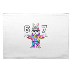 67 Six Seven Bunny Tie Dye Easter Day 67 Meme Men  Cloth Placemat