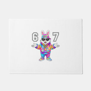67 Six Seven Bunny Tie Dye Easter Day 67 Meme Men  Doormat