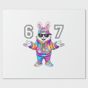 67 Six Seven Bunny Tie Dye Easter Day 67 Meme Men  Wrapping Paper