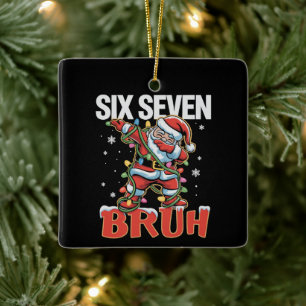 67 Six Seven Burh Santa Dab Christmas 6 7 Meme  Ceramic Ornament