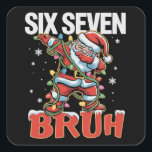 67 Six Seven Burh Santa Dab Christmas 6 7 Meme  Square Sticker<br><div class="desc">67 Six Seven Burh Santa Christmas 6 7 Meme</div>