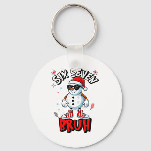 67 Six Seven Christmas Bruh Snowman Funny Kids Boy Keychain