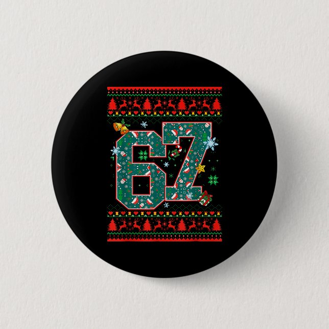 67 Six Seven Christmas Funny Meme Hand 67 Couples  Button (Front)