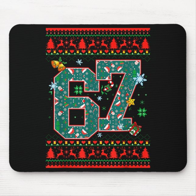 67 Six Seven Christmas Funny Meme Hand 67 Couples  Mouse Pad (Front)