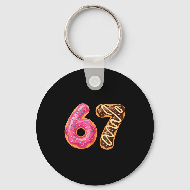 67 Six Seven Donut Meme Funny Sweet Sprinkles  Keychain (Front)