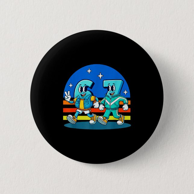 67 Six Seven Fun Meme Funny Design Kids School  Button (Front)