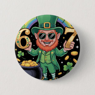 67 Six Seven Funny 6 7 Meme St Patricks Day Leprec Button