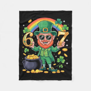 67 Six Seven Funny 6 7 Meme St Patricks Day Leprec Fleece Blanket