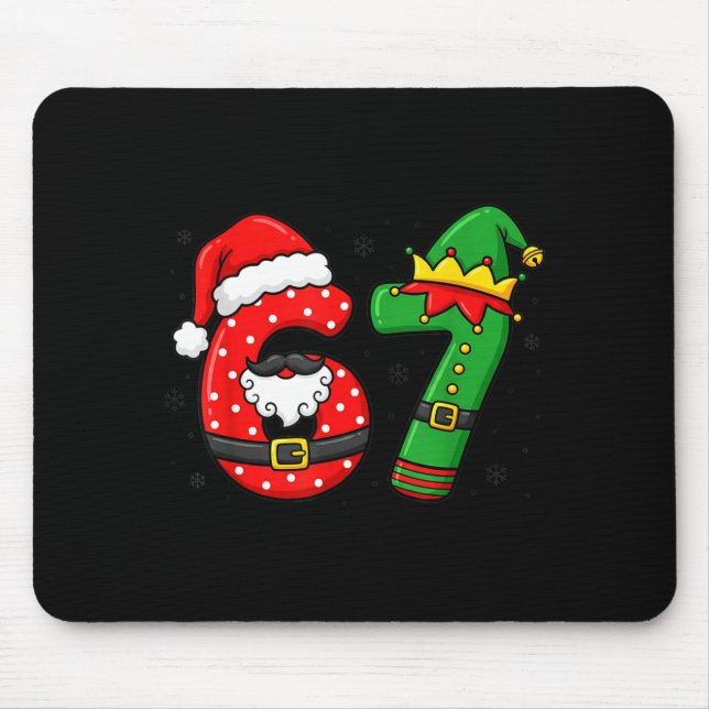 67 Six Seven Funny Christmas 6 7 Meme Xmas Boys Gi Mouse Pad (Front)